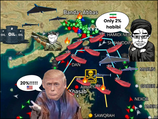 Trump asks for 20% tax on shipping in the hormuz but Iran only 2%